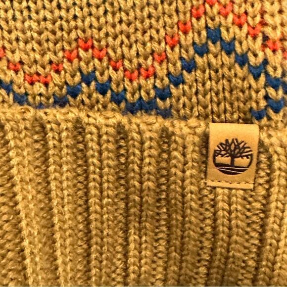 TIMBERLAND Women's Fair Isle Pom Beanie OS in Wheat Combo - Picture 4 of 6